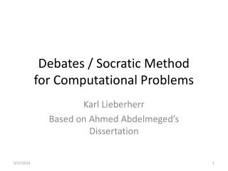 Debates / Socratic Method for Computational Problems