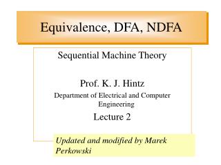 Equivalence, DFA, NDFA