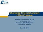 Chartered Financial Analyst CFA Program