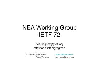 NEA Working Group IETF 72