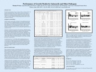 Performance of Growth Models for Salmonella and Other Pathogens
