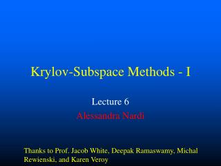 Krylov-Subspace Methods - I
