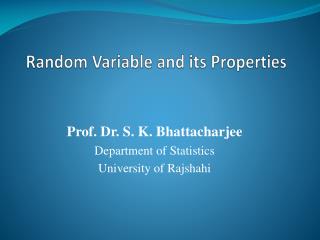 Random Variable and its Properties