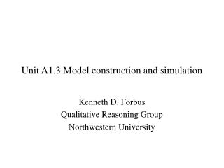 Unit A1.3 Model construction and simulation