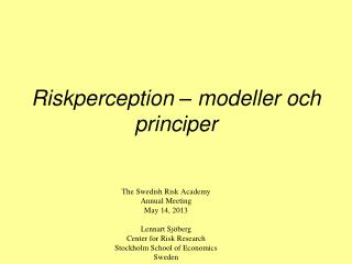 Riskperception – modeller och principer