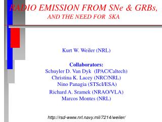 RADIO EMISSION FROM SNe &amp; GRBs, AND THE NEED FOR SKA