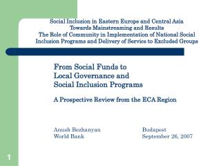 From Social Funds to Local Governance and Social Inclusion Programs