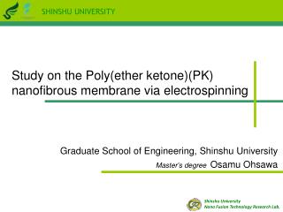 Graduate School of Engineering, Shinshu University Master’s degree Osamu Ohsawa