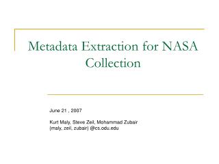 Metadata Extraction for NASA Collection