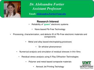 Research Interest Reliability of “ green ” electronic systems Nano-based Pb-Free Technology