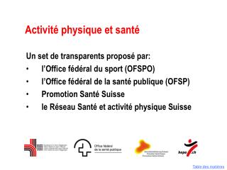 Activité physique et santé