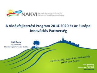 A Vidékfejlesztési Program 2014-2020 és az Európai Innovációs Partnerség