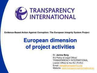 Evidence-Based Action Against Corruption: The European Integrity System Project