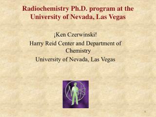 Radiochemistry Ph.D. program at the University of Nevada, Las Vegas