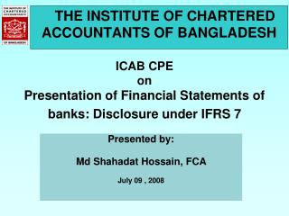 THE INSTITUTE OF CHARTERED ACCOUNTANTS OF BANGLADESH