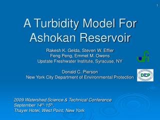 A Turbidity Model For Ashokan Reservoir