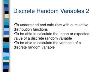 Discrete Random Variables 2