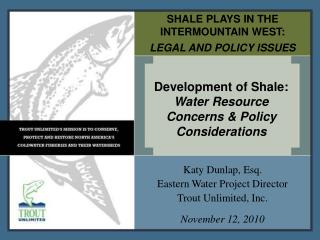 SHALE PLAYS IN THE INTERMOUNTAIN WEST: LEGAL AND POLICY ISSUES