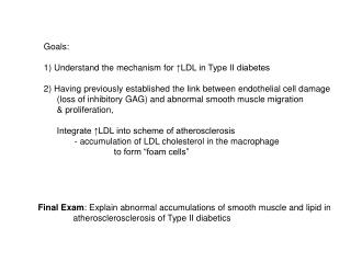 Goals: 1) Understand the mechanism for ↑LDL in Type II diabetes