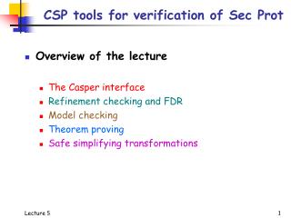 CSP tools for verification of Sec Prot