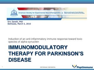 Immunomodulatory therapy for parkinson’s disease