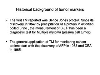 Historical background of tumor markers