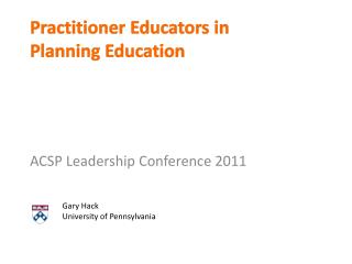 Practitioner Educators in Planning Education