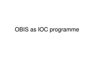OBIS as IOC programme