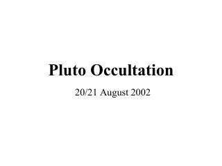 Pluto Occultation
