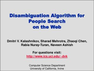 Disambiguation Algorithm for People Search on the Web