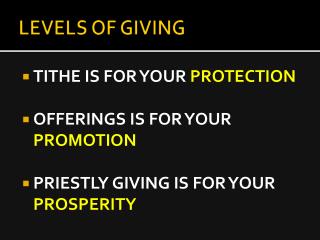 LEVELS OF GIVING