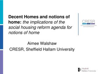 Aimee Walshaw CRESR, Sheffield Hallam University