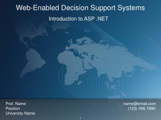 Web-Enabled Decision Support Systems