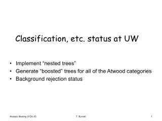 Classification, etc. status at UW