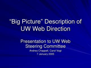 “Big Picture” Description of UW Web Direction