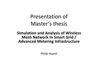 Presentation of Master’s thesis