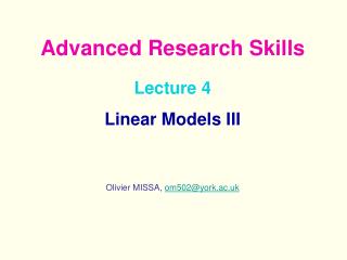 Lecture 4 Linear Models III