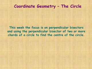 Coordinate Geometry – The Circle