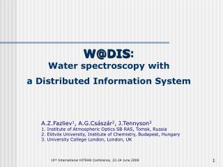 W@DIS : Water spectroscopy with a Distributed Information System