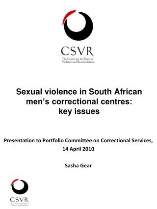 Sexual violence in South African men’s correctional centres: key issues