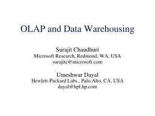 OLAP and Data Warehousing