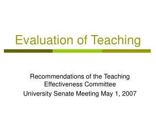 Evaluation of Teaching