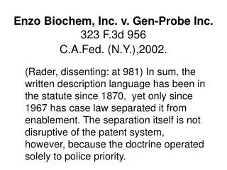 Enzo Biochem, Inc. v. Gen-Probe Inc. 323 F.3d 956 C.A.Fed. (N.Y.),2002.