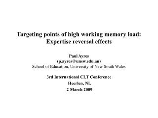 Targeting points of high working memory load: Expertise reversal effects