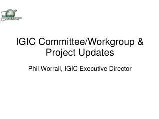 IGIC Committee/Workgroup &amp; Project Updates Phil Worrall, IGIC Executive Director