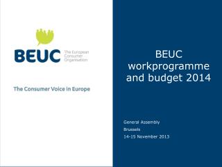 BEUC workprogramme and budget 2014
