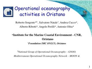 Operational oceanography activities in Oristano
