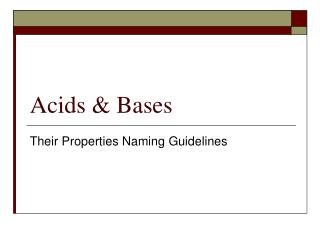 Acids &amp; Bases