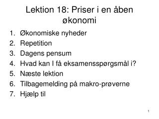 Lektion 18: Priser i en åben økonomi