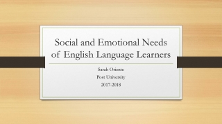 Social and Emotional Needs of English Language Learners